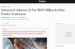 Johnson & Johnson To Pay $100 Million In Baby Powder Settlement.