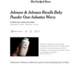 Johnson & Johnson Recalls Baby Powder Over Asbestos Worry